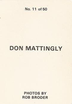 1986 Broder (unlicensed) #11 Don Mattingly Back