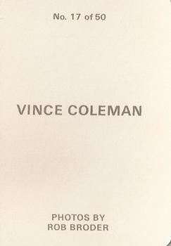 1986 Broder (unlicensed) #17 Vince Coleman Back