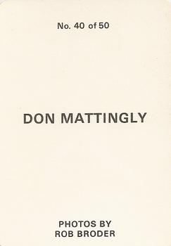 1986 Broder (unlicensed) #40 Don Mattingly Back