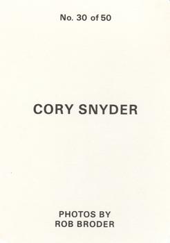 1986 Broder (unlicensed) #30 Cory Snyder Back