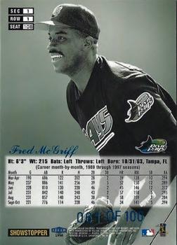1998 Flair Showcase - Legacy Collection Row 1 (Grace) #108 Fred McGriff Back