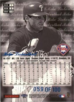 1998 Flair Showcase - Legacy Collection Row 2 (Style) #119 Mike Lieberthal Back