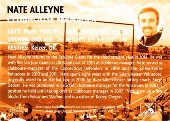 2014 Grandstand San Jose Giants #34 Nate Alleyne Back