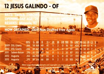 2014 Grandstand San Jose Giants #9 Jesus Galindo Back