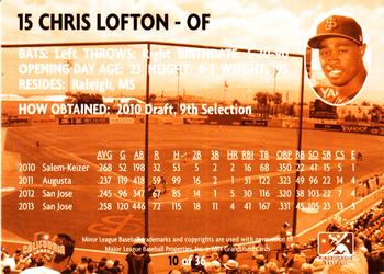 2014 Grandstand San Jose Giants #10 Chris Lofton Back
