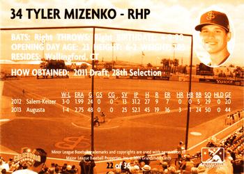 2014 Grandstand San Jose Giants #22 Tyler Mizenko Back