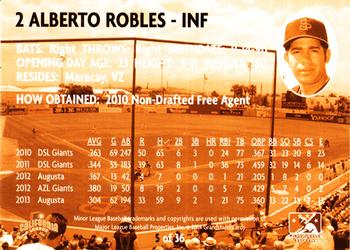 2014 Grandstand San Jose Giants #5 Alberto Robles Back