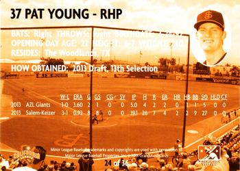 2014 Grandstand San Jose Giants #24 Pat Young Back