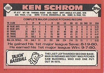 1986 Topps Traded #100T Ken Schrom Back