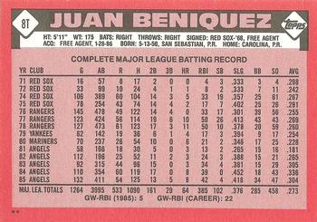 1986 Topps Traded #8T Juan Beniquez Back