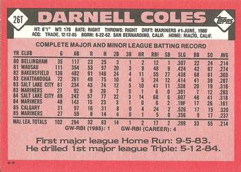 1986 Topps Traded #26T Darnell Coles Back