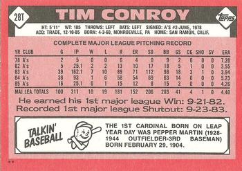 1986 Topps Traded #28T Tim Conroy Back