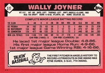 1986 Topps Traded #51T Wally Joyner Back