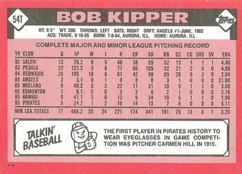 1986 Topps Traded #54T Bob Kipper Back