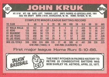 1986 Topps Traded #56T John Kruk Back