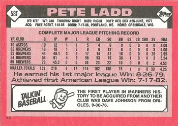 1986 Topps Traded #58T Pete Ladd Back