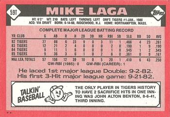 1986 Topps Traded #59T Mike Laga Back