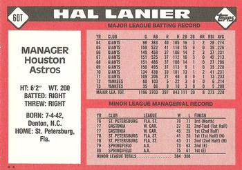 1986 Topps Traded #60T Hal Lanier Back