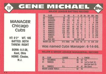 1986 Topps Traded #73T Gene Michael Back
