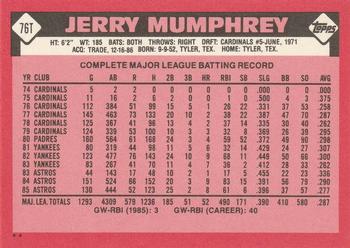 1986 Topps Traded #76T Jerry Mumphrey Back
