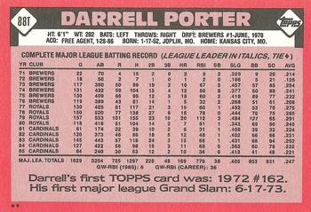 1986 Topps Traded #88T Darrell Porter Back