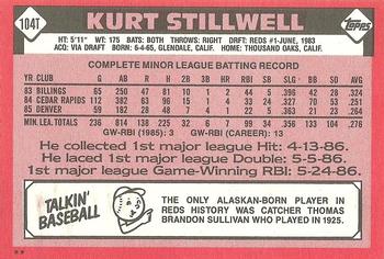 1986 Topps Traded #104T Kurt Stillwell Back