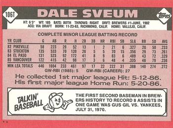 1986 Topps Traded #106T Dale Sveum Back