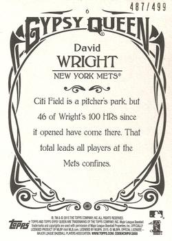 2015 Topps Gypsy Queen - Paper Frame Bronze #6 David Wright Back