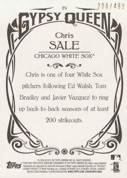2015 Topps Gypsy Queen - Paper Frame Bronze #29 Chris Sale Back