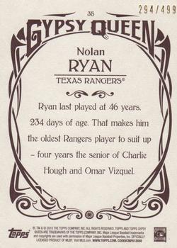 2015 Topps Gypsy Queen - Paper Frame Bronze #35 Nolan Ryan Back