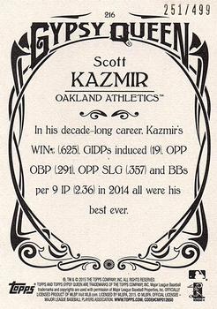 2015 Topps Gypsy Queen - Paper Frame Bronze #216 Scott Kazmir Back