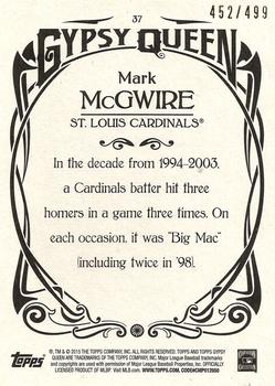 2015 Topps Gypsy Queen - Paper Frame Bronze #37 Mark McGwire Back