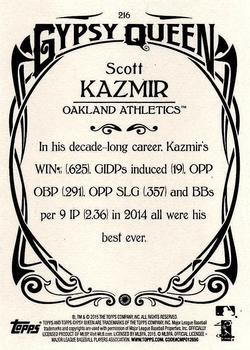 2015 Topps Gypsy Queen - Paper Frame White #216 Scott Kazmir Back