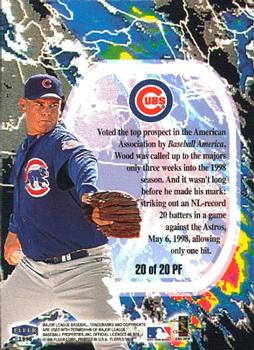 1998 Fleer Tradition - Promising Forecast #20 PF Kerry Wood Back