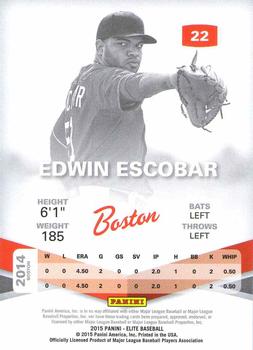 2015 Panini Elite #22 Edwin Escobar Back