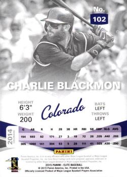 2015 Panini Elite #102 Charlie Blackmon Back