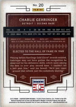 2015 Panini Cooperstown #20 Charlie Gehringer Back