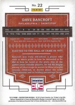 2015 Panini Cooperstown #22 Dave Bancroft Back