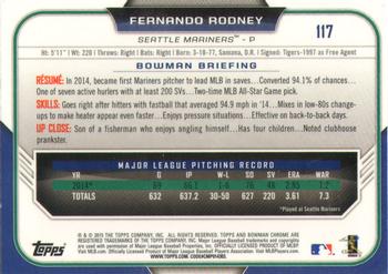 2015 Bowman Chrome #117 Fernando Rodney Back