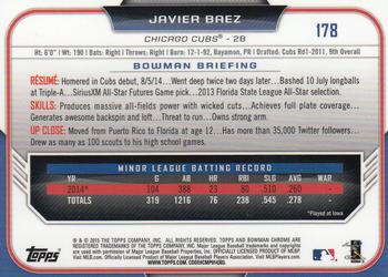 2015 Bowman Chrome #178 Javier Baez Back