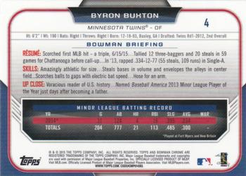 2015 Bowman Chrome #4 Byron Buxton Back