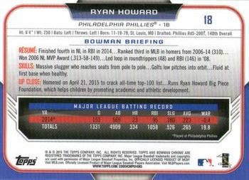 2015 Bowman Chrome #18 Ryan Howard Back