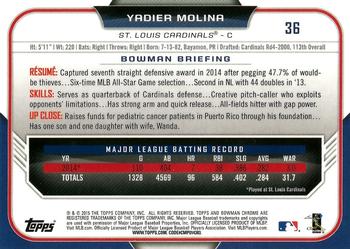 2015 Bowman Chrome #36 Yadier Molina Back