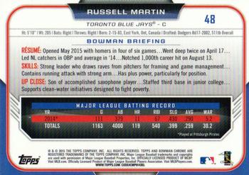 2015 Bowman Chrome #48 Russell Martin Back