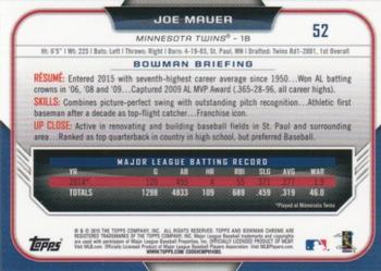 2015 Bowman Chrome #52 Joe Mauer Back