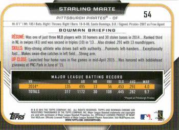2015 Bowman Chrome #54 Starling Marte Back