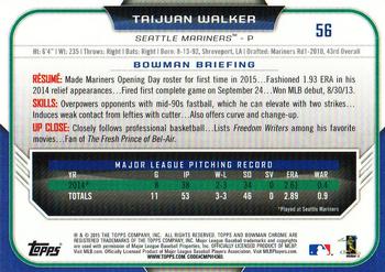2015 Bowman Chrome #56 Taijuan Walker Back