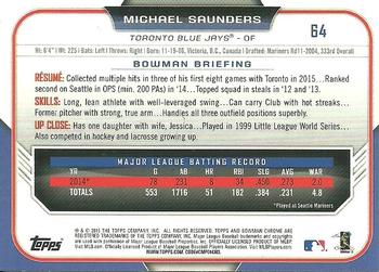 2015 Bowman Chrome #64 Michael Saunders Back