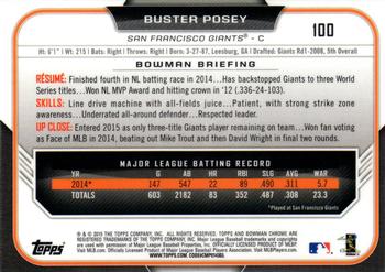 2015 Bowman Chrome #100 Buster Posey Back