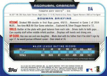 2015 Bowman Chrome #114 Asdrubal Cabrera Back